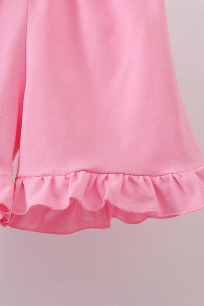 Purple leopard butterfly smocked shorts set