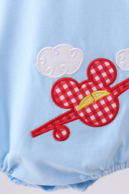 Blue character plane applique bubble