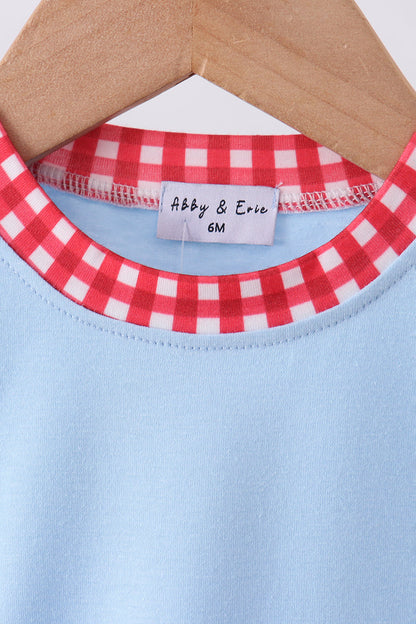 Blue character plane applique bubble