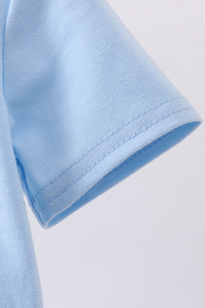 Blue character plane applique bubble