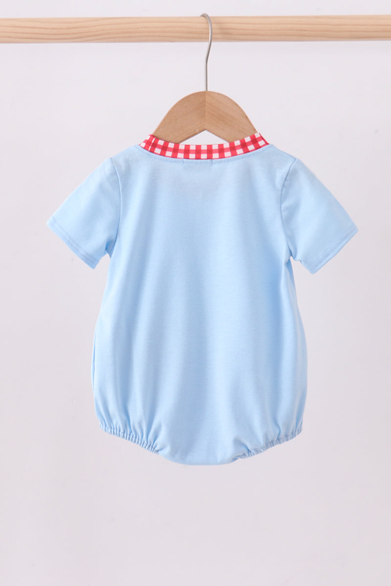 Blue character plane applique bubble