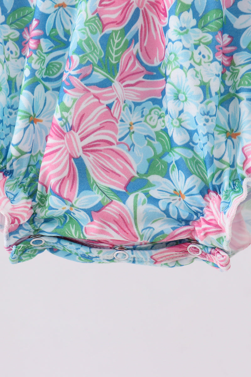 Blue I love MOMMY embroidery ruffle bubble