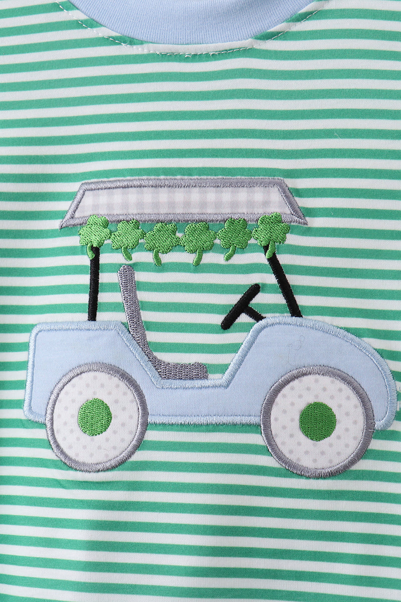 Green stripe clover golf cart applique bubble