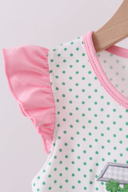 Pink clover golf cart applique ruffle set