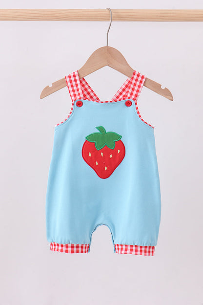 Blue strawberry applique bubble