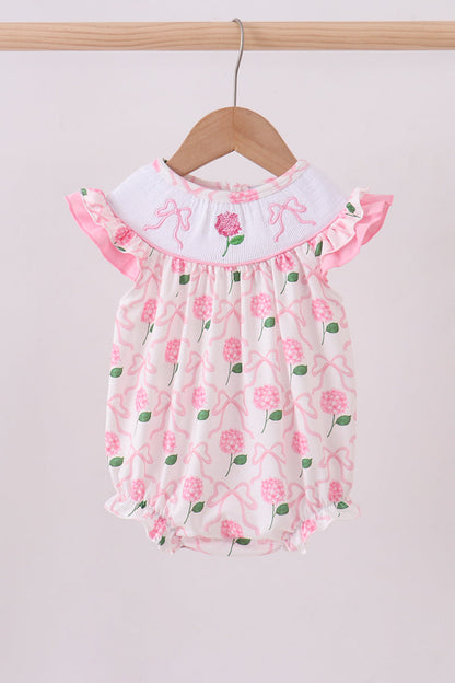 Pink bow hydrangea smocked bubble