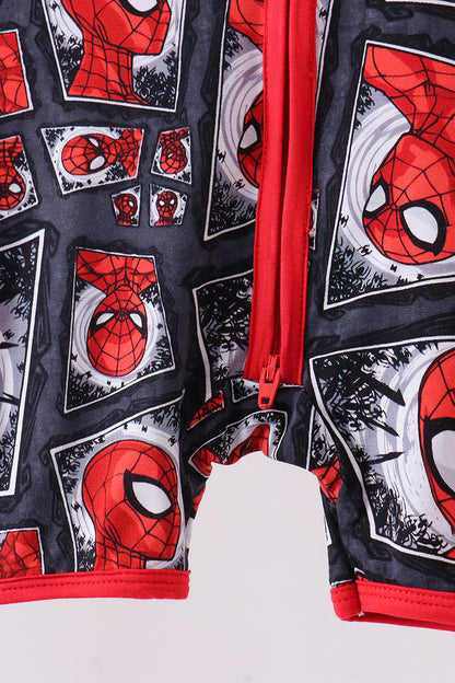 Red character bamboo romper