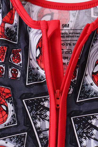 Red character bamboo romper