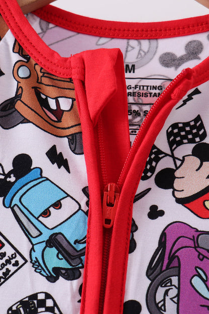 Red character bamboo romper