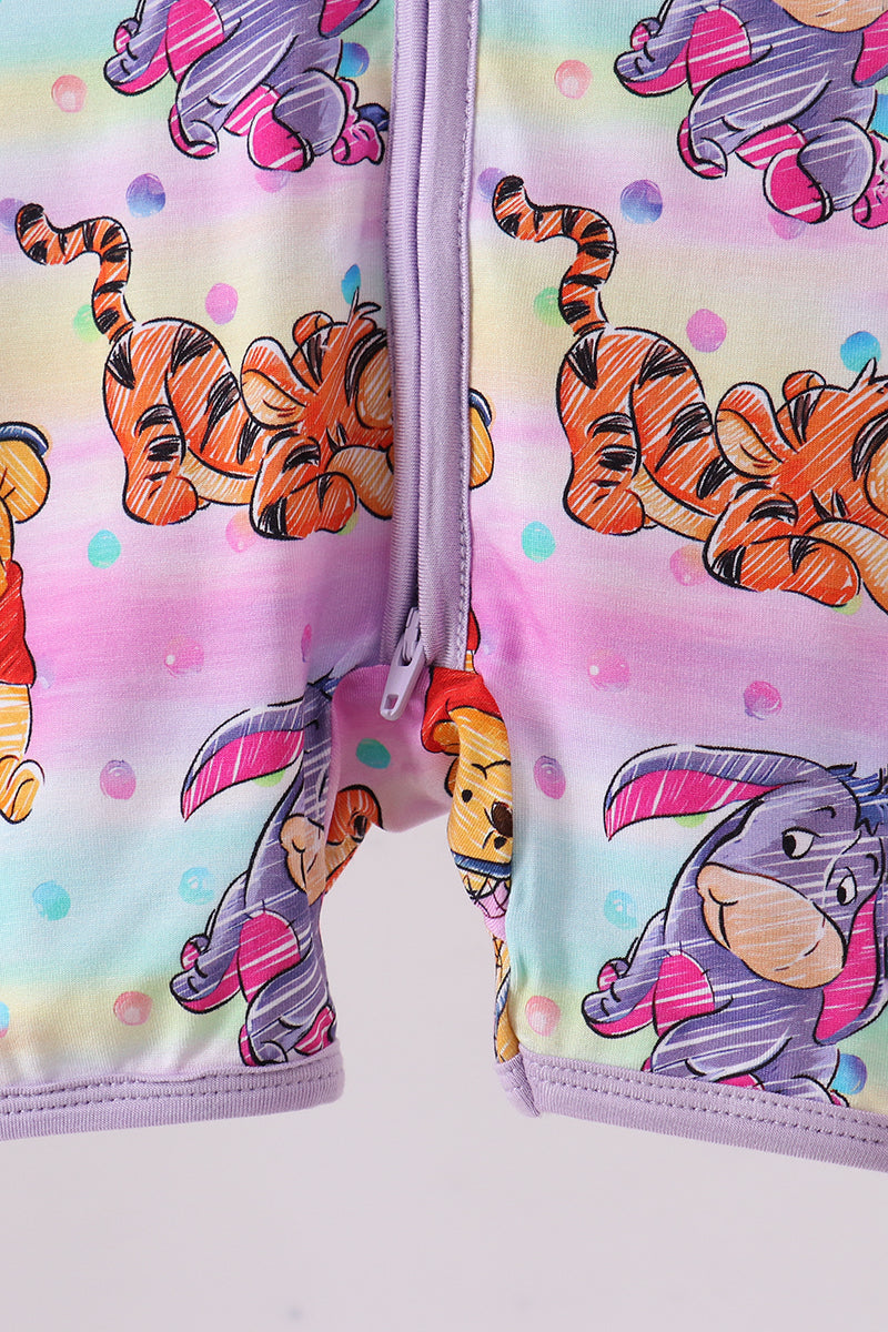 Purple character bamboo romper