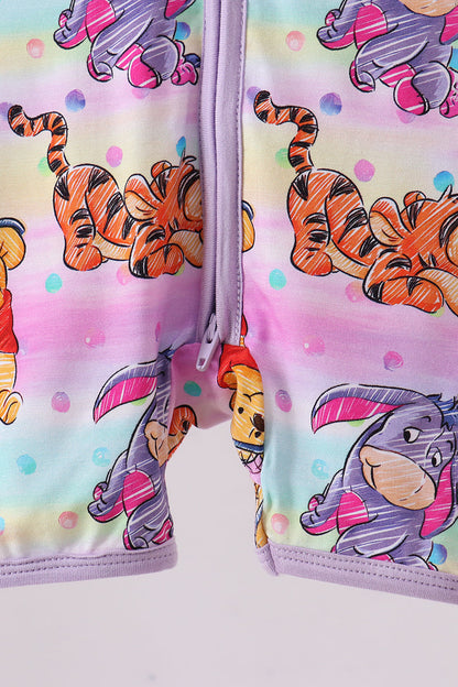 Purple character bamboo romper