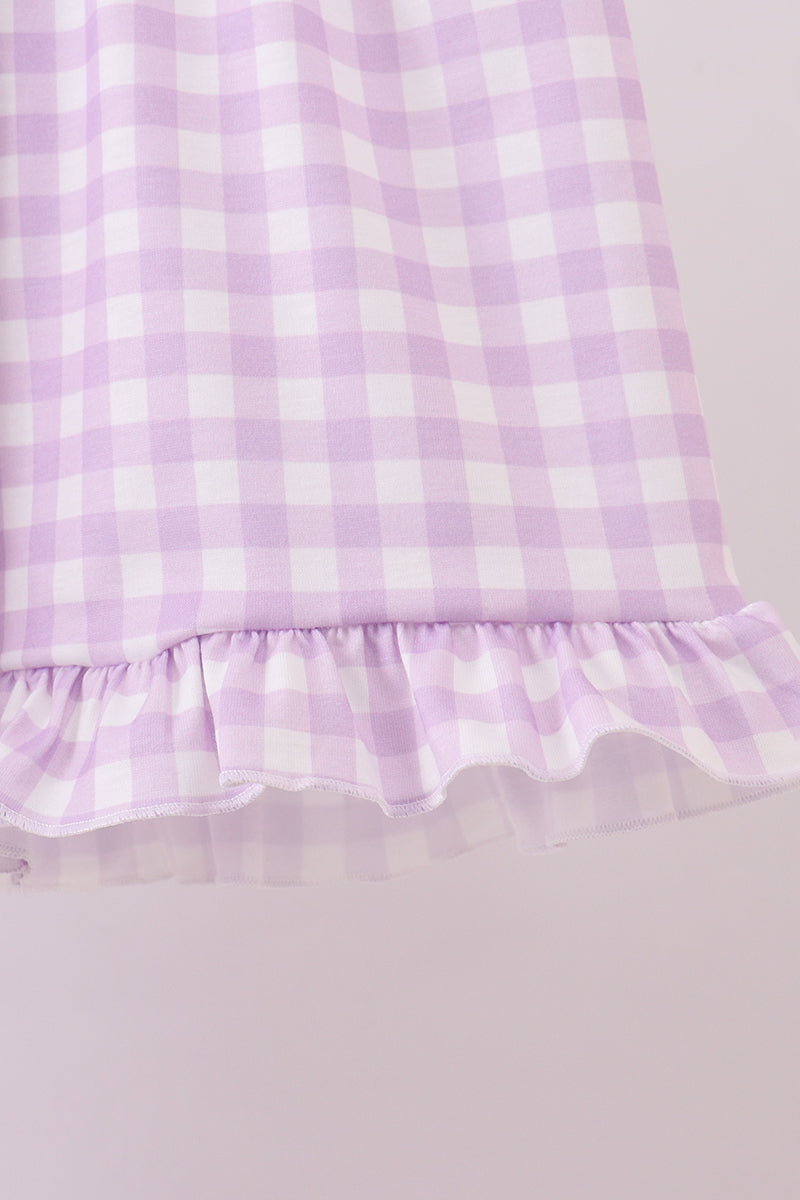 Purple floral Jesus loves me embroidery shorts set