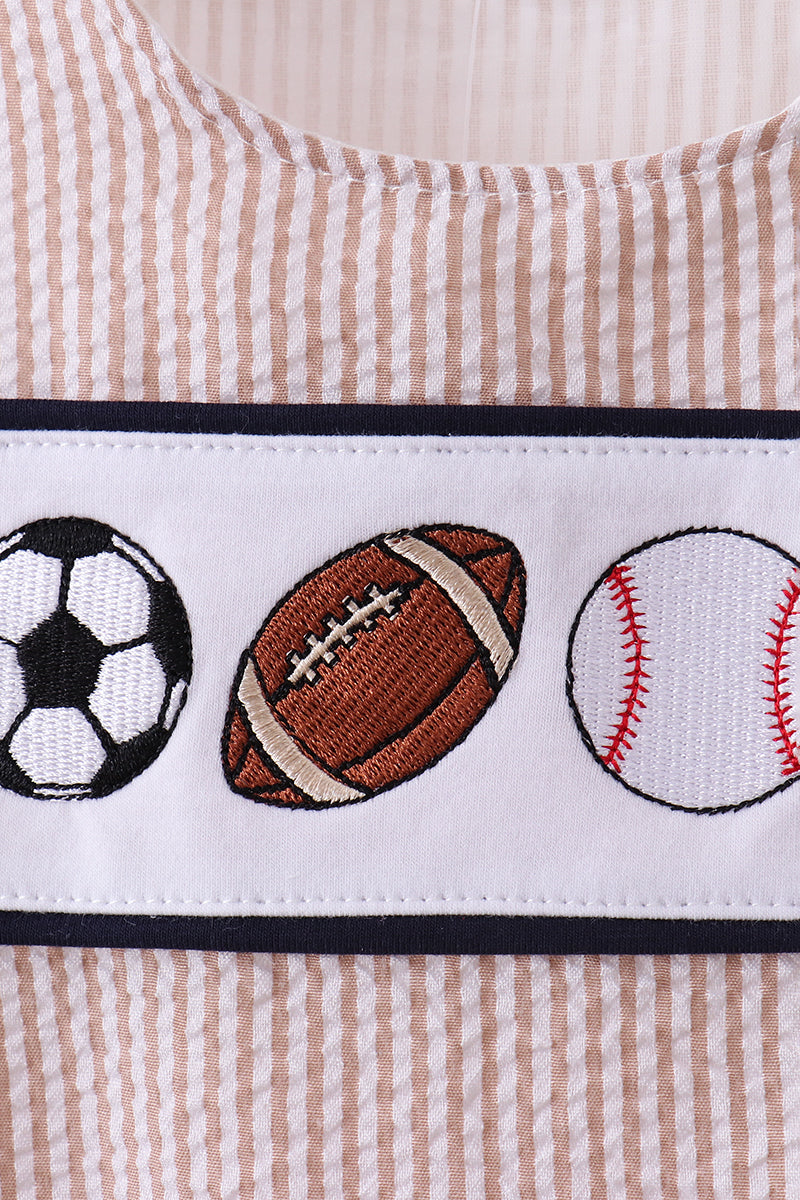 Stripe seersucker Game Day Sports embroidery bubble