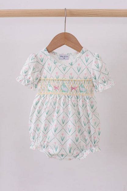 Bunny bow smocked bubble