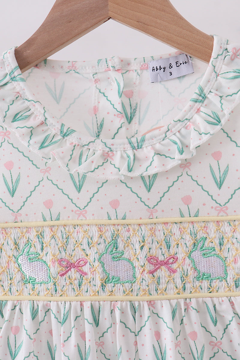 Bunny bow smocked dress