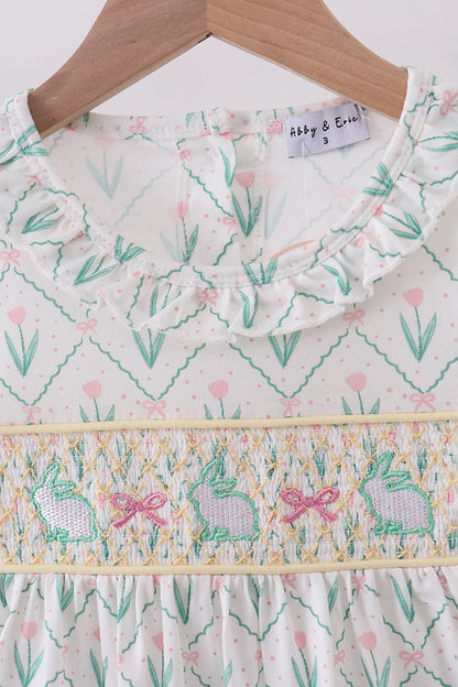 Bunny bow smocked dress