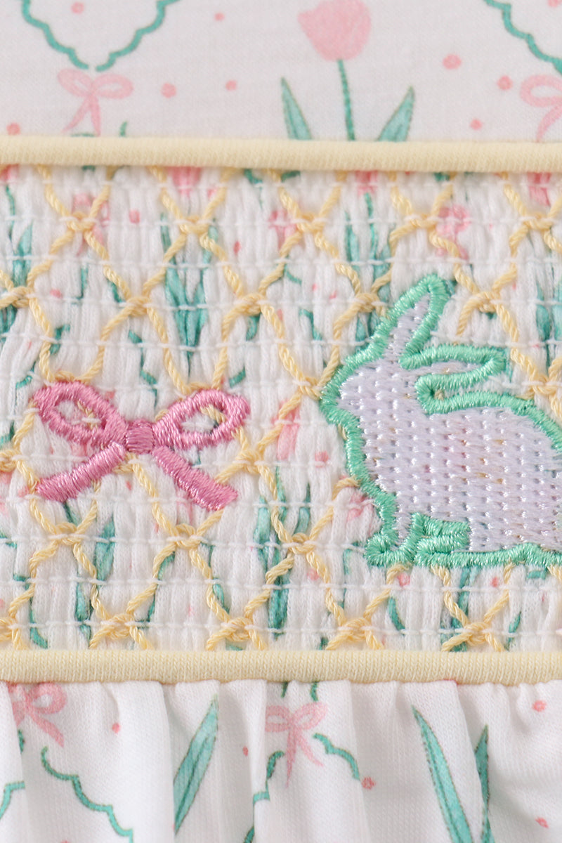 Bunny bow smocked dress