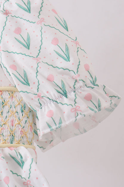 Bunny bow smocked dress