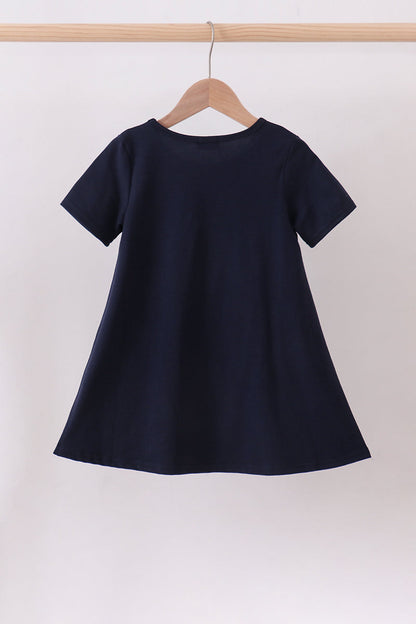 Navy baseball sequin dress