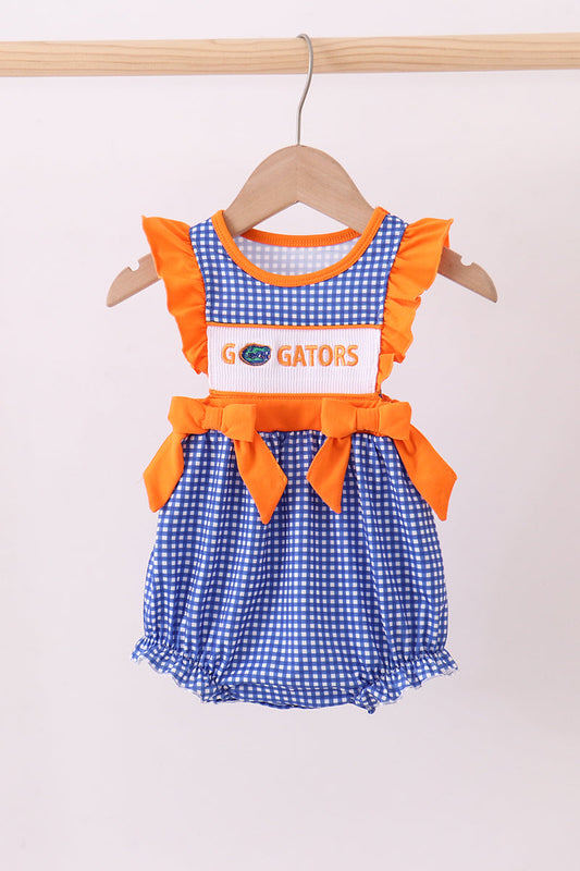 Florida Gators smocked ruffle bubble - Cloudling Kids Clothing