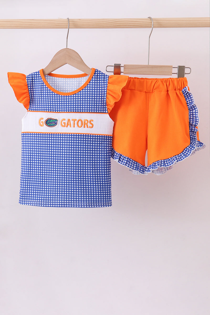 Florida Gators smocked ruffle shorts set - Cloudling Kids Clothing