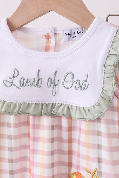 Lawb of god applique plaid bloomer set - Cloudling Kids Clothing