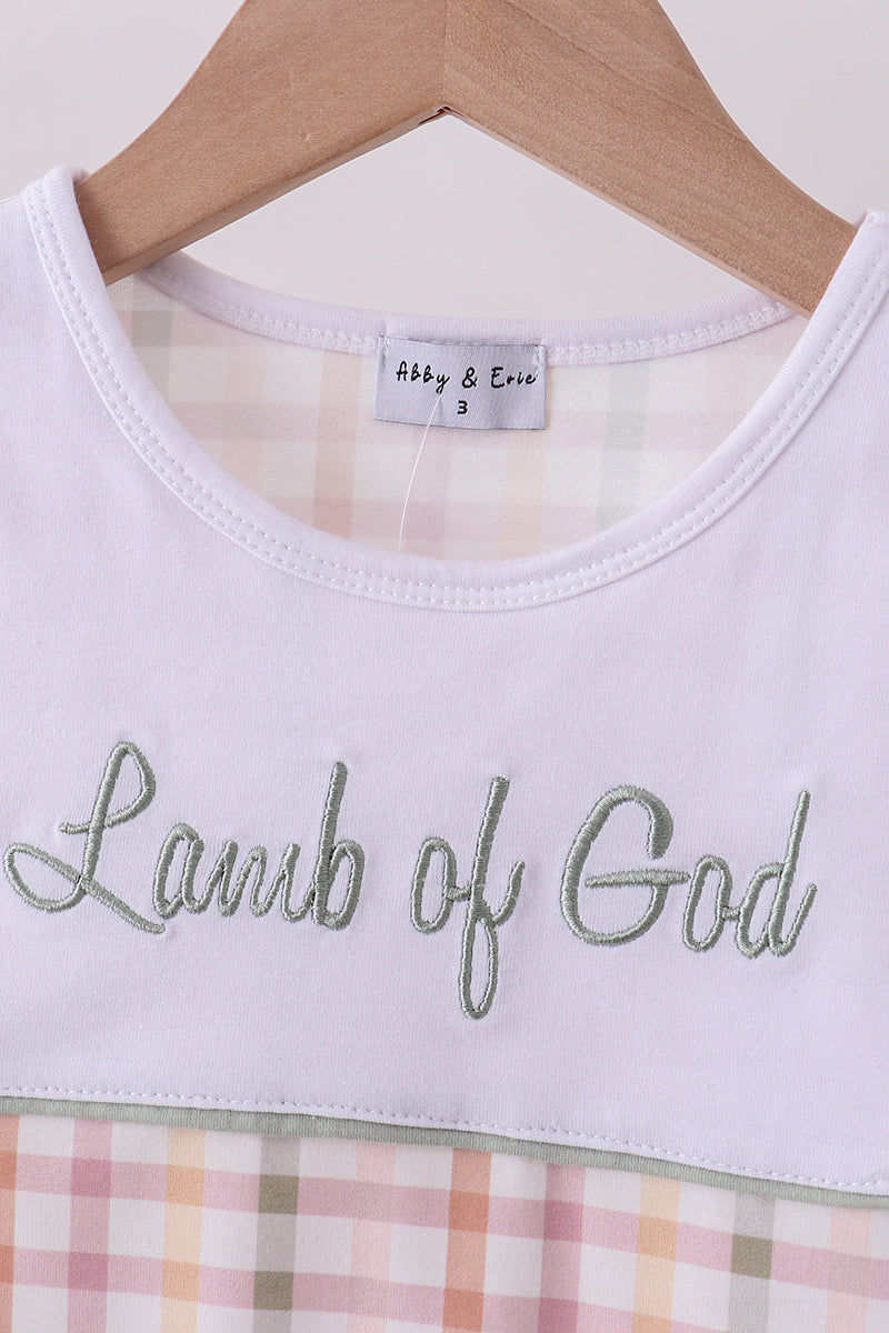 Lawb of god applique plaid shorts set - Cloudling Kids Clothing