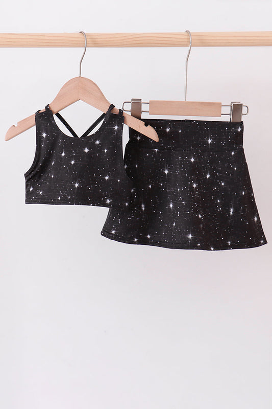 Black glitter skort set - Cloudling Kids Clothing