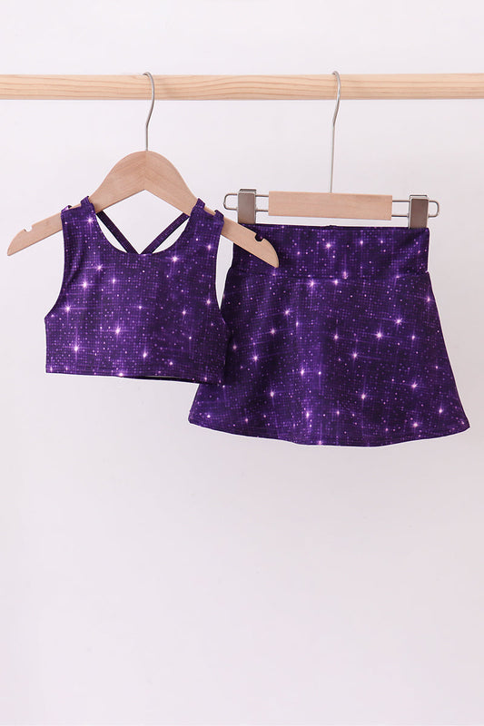Purple glitter skort set - Cloudling Kids Clothing