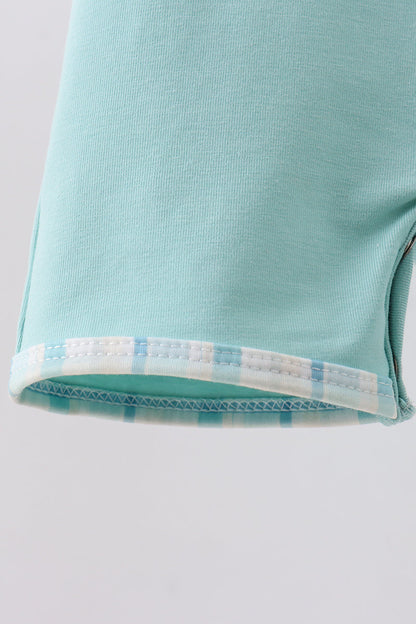 Blue he is risen embroidery romper - Cloudling Kids Clothing