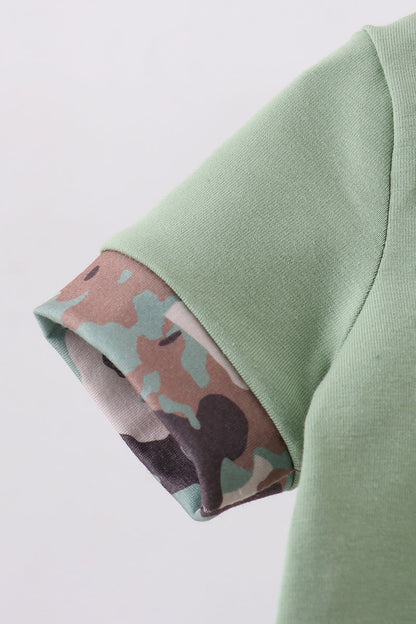 Green camoflage cross applique romper - Cloudling Kids Clothing