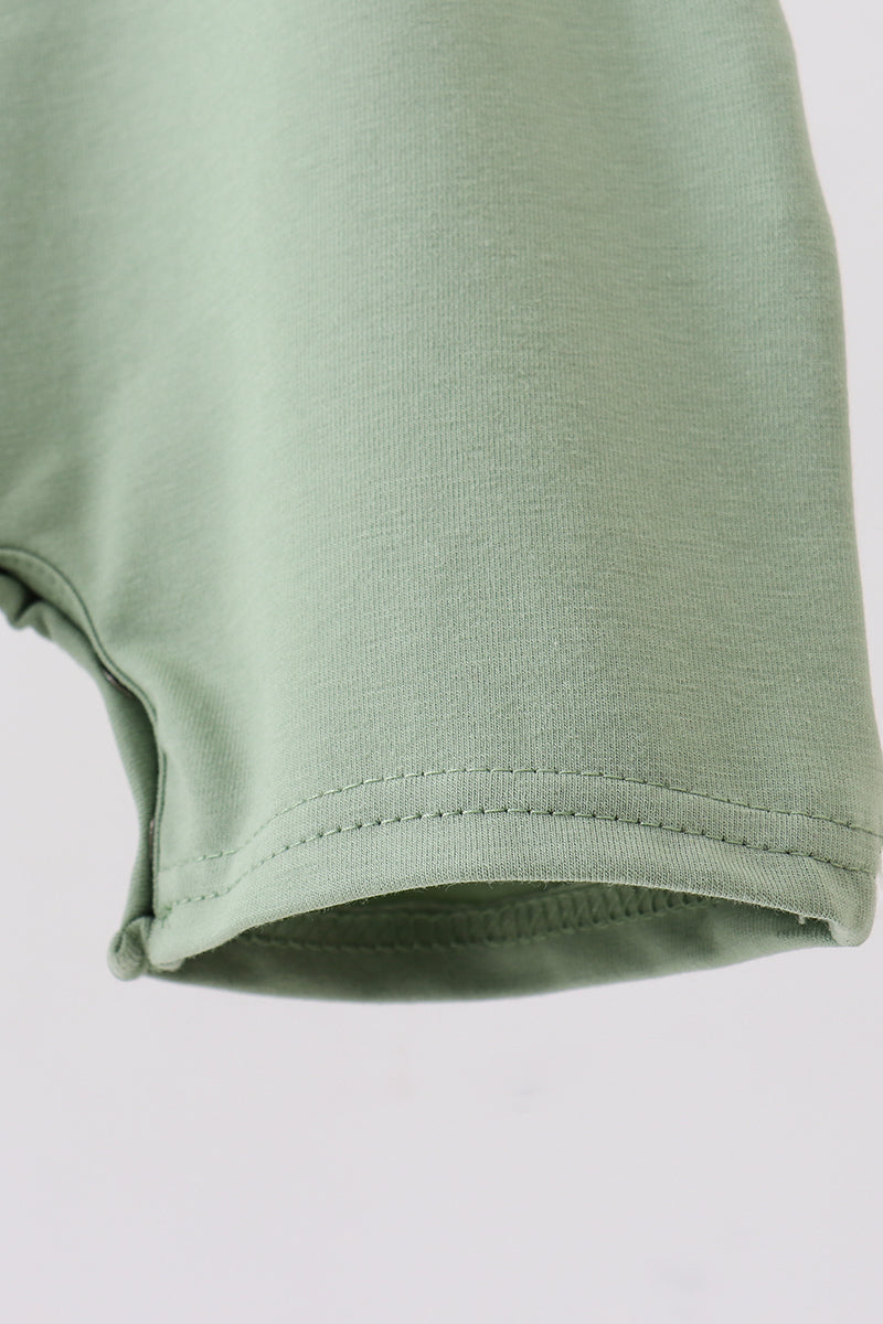 Green camoflage cross applique romper - Cloudling Kids Clothing