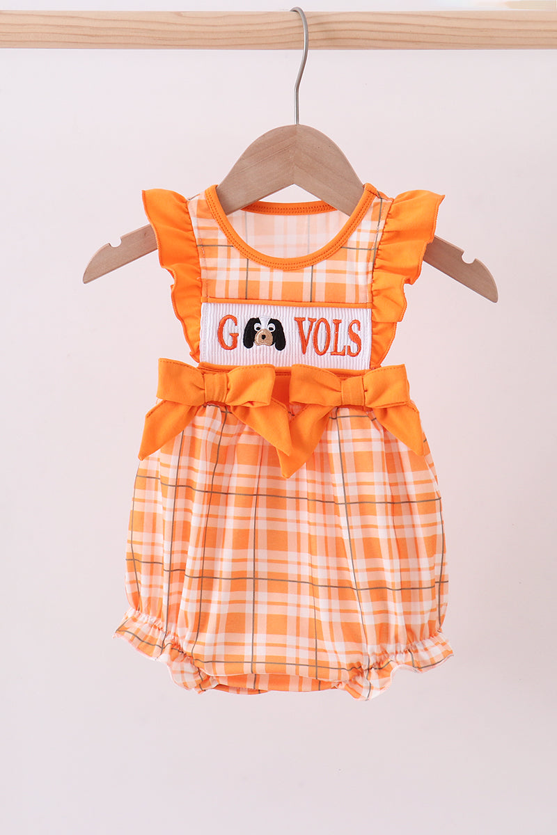 Tennessee Go vols smocked ruffle bubble - Cloudling Kids Clothing