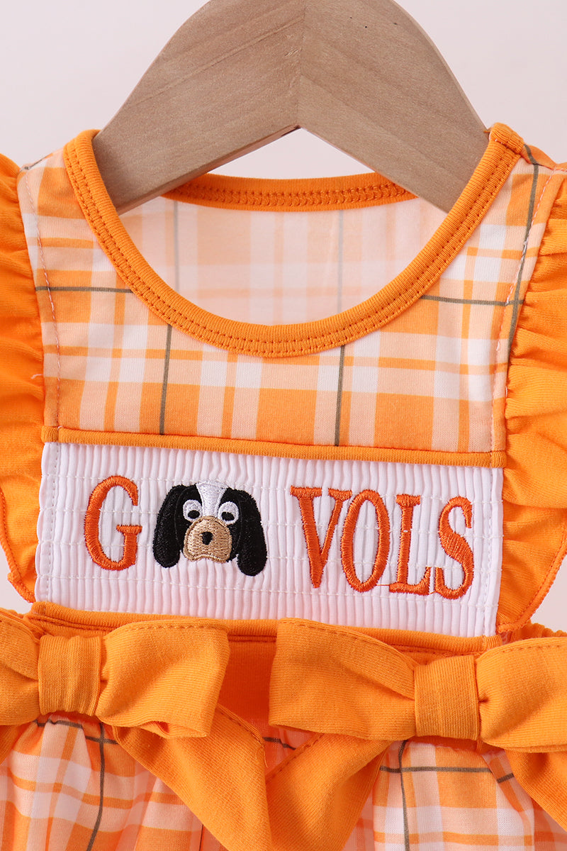 Tennessee Go vols smocked ruffle bubble - Cloudling Kids Clothing