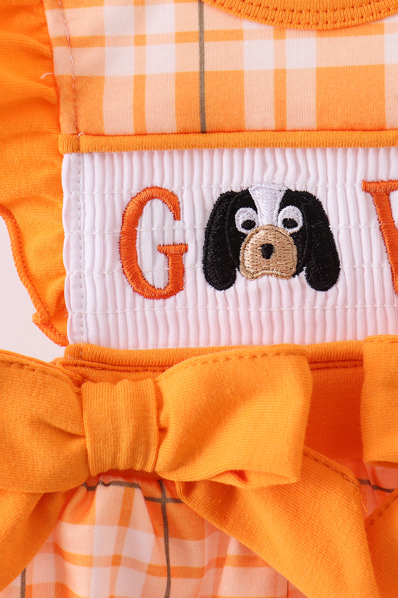 Tennessee Go vols smocked ruffle bubble - Cloudling Kids Clothing