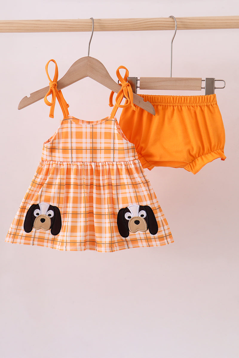 Tennessee Go vols applique plaid bloomer set - Cloudling Kids Clothing