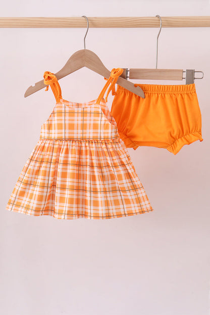 Tennessee Go vols applique plaid bloomer set - Cloudling Kids Clothing
