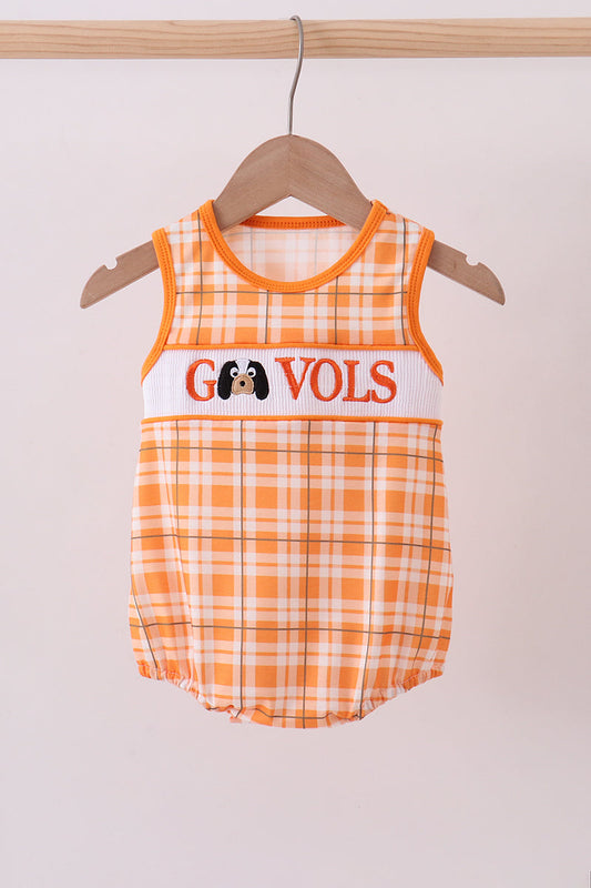 Tennessee Go vols smocked plaid bubble - Cloudling Kids Clothing