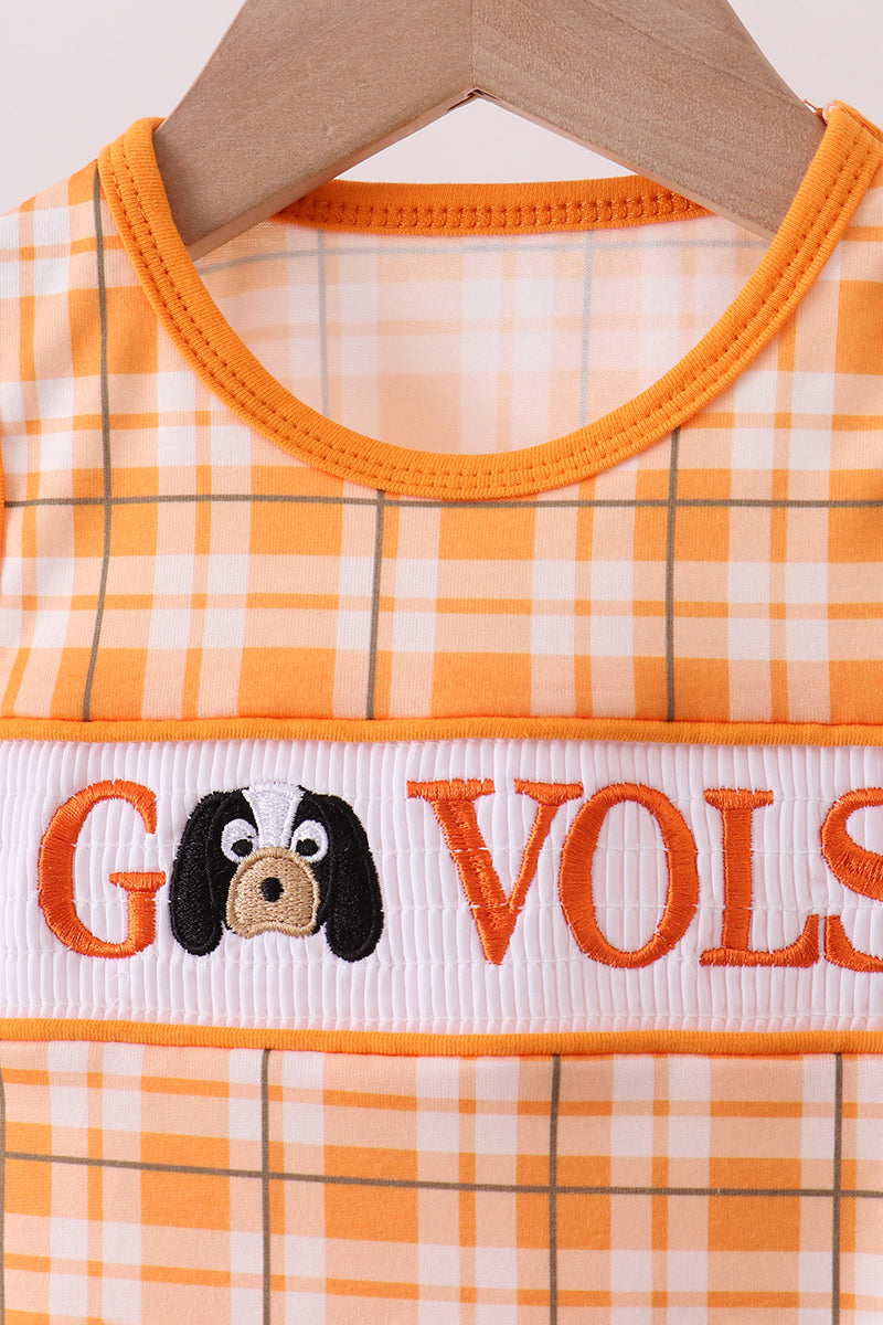 Tennessee Go vols smocked plaid bubble - Cloudling Kids Clothing