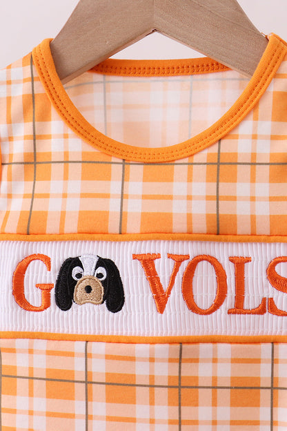 Tennessee Go vols smocked plaid bubble - Cloudling Kids Clothing