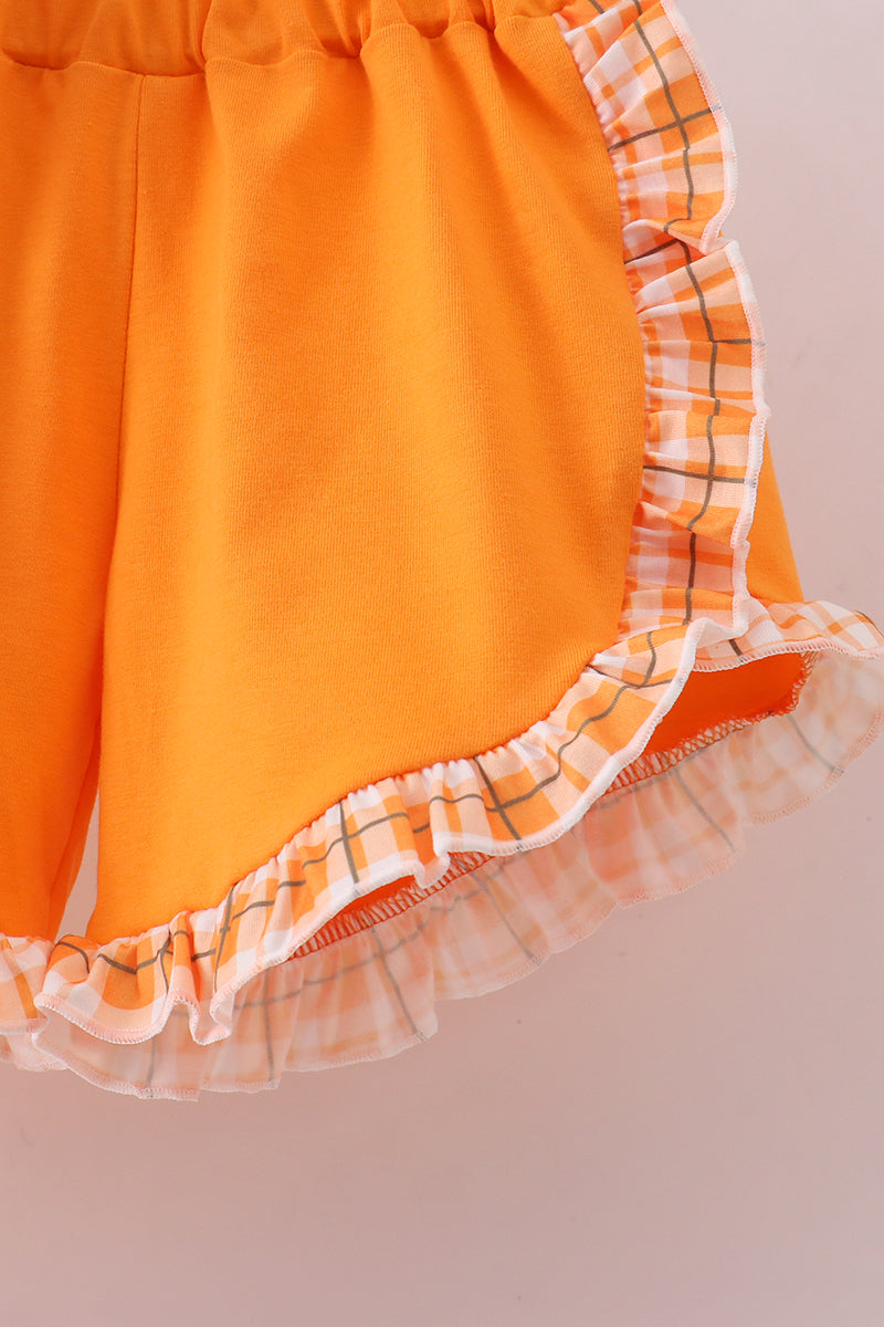 Tennessee Go vols smocked plaid ruffle shorts set - Cloudling Kids Clothing