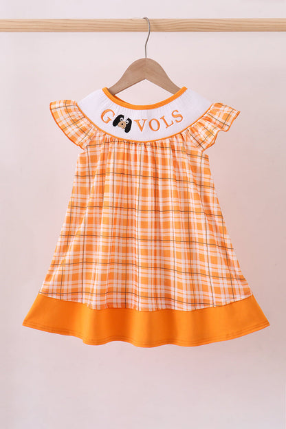 Tennessee Go vols smocked plaid dress - Cloudling Kids Clothing