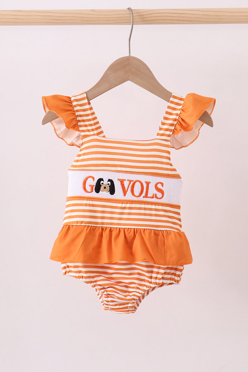 Tennessee Go vols smocked stripe swimsuit - Cloudling Kids Clothing