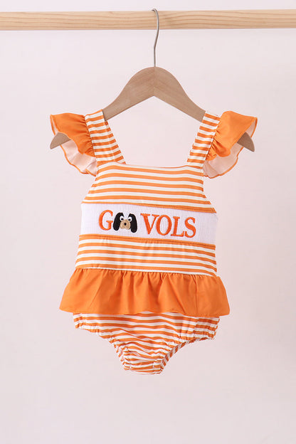 Tennessee Go vols smocked stripe swimsuit - Cloudling Kids Clothing