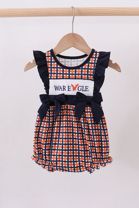 Auburn war eagle smocked ruffle bubble - Cloudling Kids Clothing