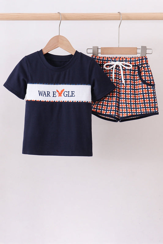 Auburn war eagle smocked short set - Cloudling Kids Clothing