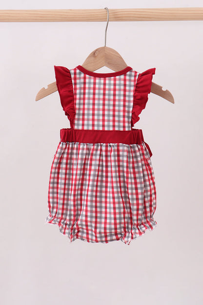 Alabama roll tide smocked ruffle plaid bubble - Cloudling Kids Clothing