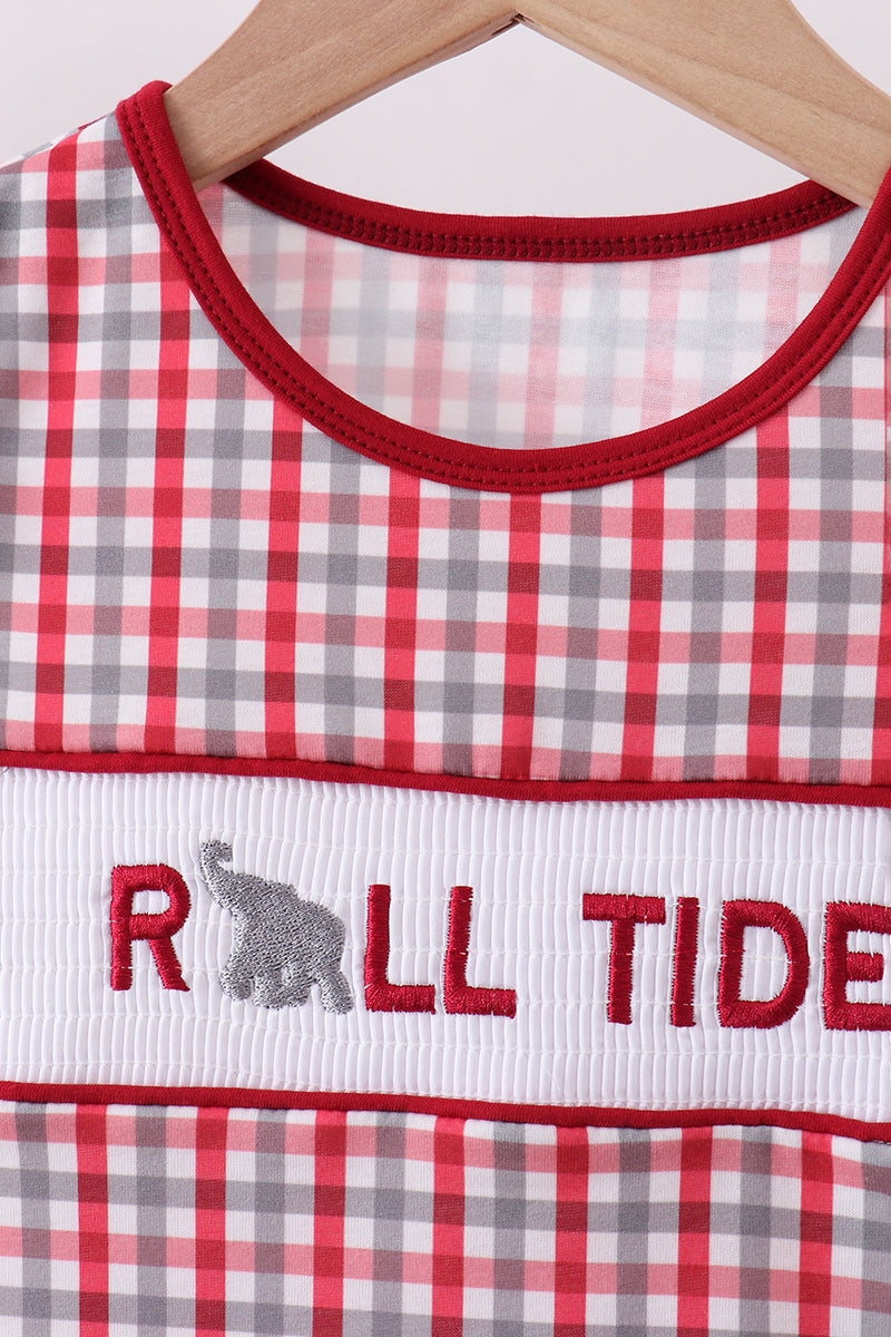 Alabama roll tide smocked ruffle plaid shorts set - Cloudling Kids Clothing