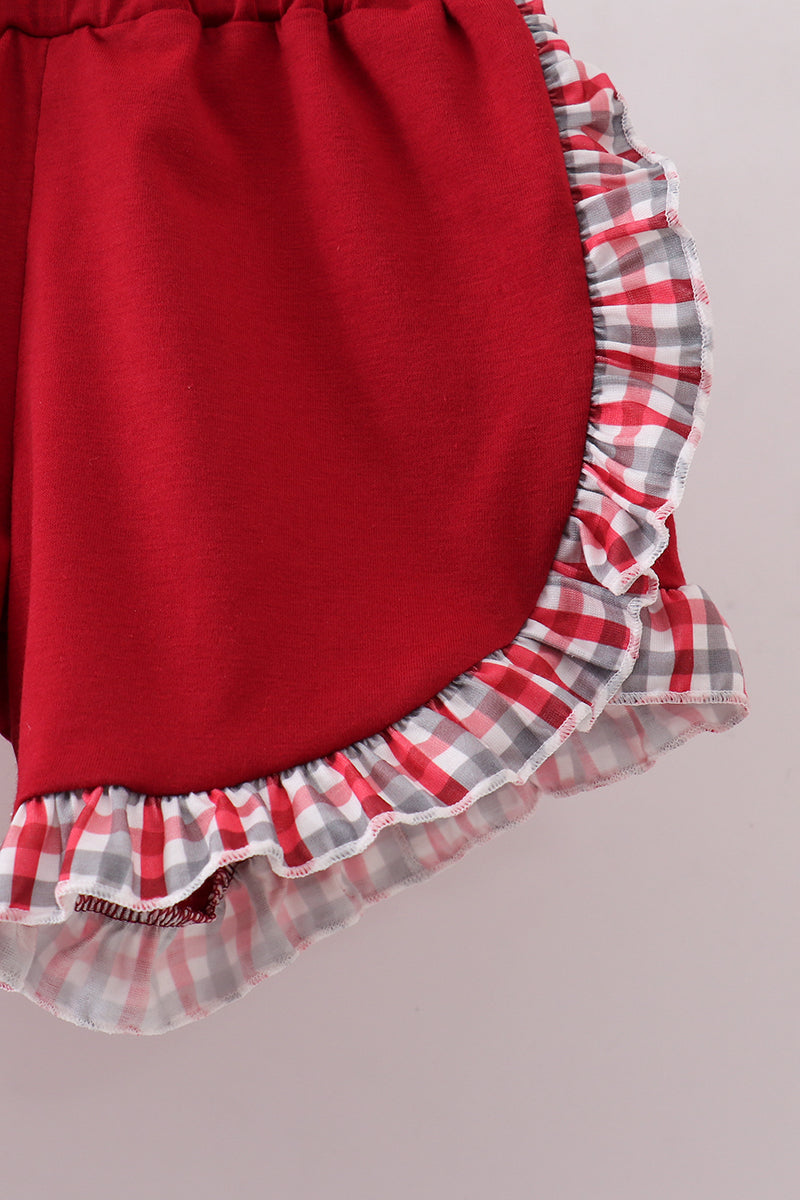 Alabama roll tide smocked ruffle plaid shorts set - Cloudling Kids Clothing