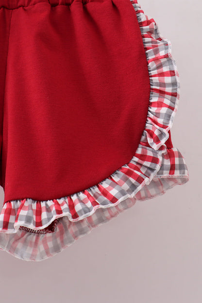 Alabama roll tide smocked ruffle plaid shorts set - Cloudling Kids Clothing
